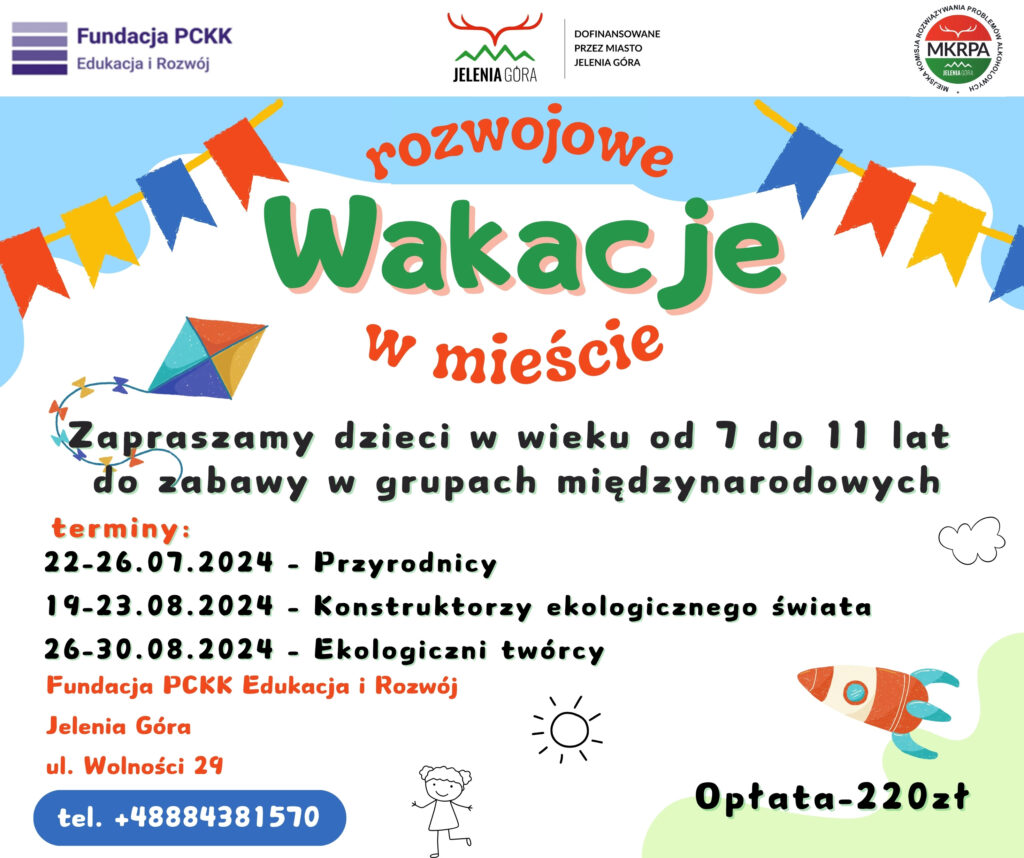 Wakacje 2024 dla dzieci, Jelenia Góra, plakat